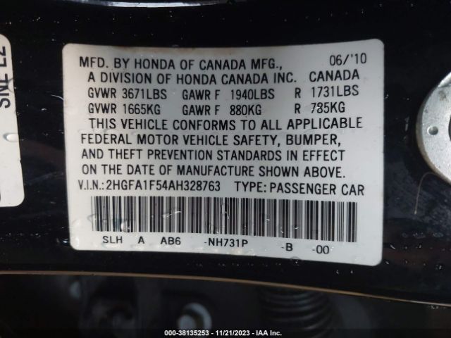 Photo 8 VIN: 2HGFA1F54AH328763 - HONDA CIVIC 