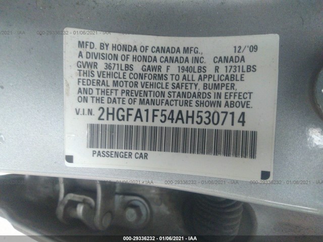 Photo 8 VIN: 2HGFA1F54AH530714 - HONDA CIVIC SDN 