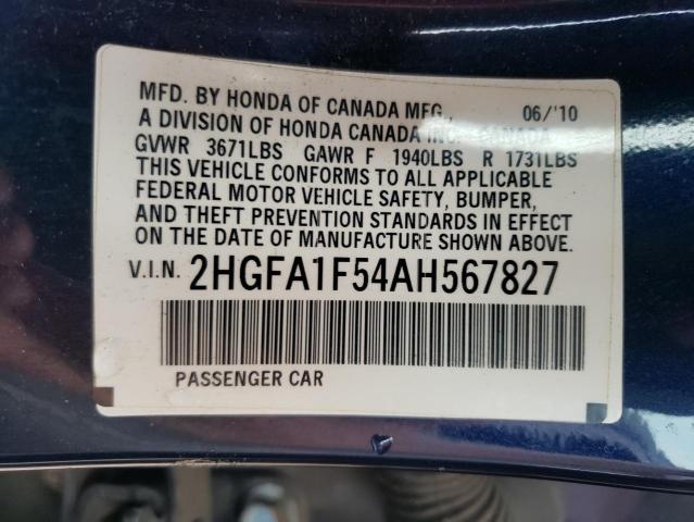 Photo 11 VIN: 2HGFA1F54AH567827 - HONDA CIVIC LX 