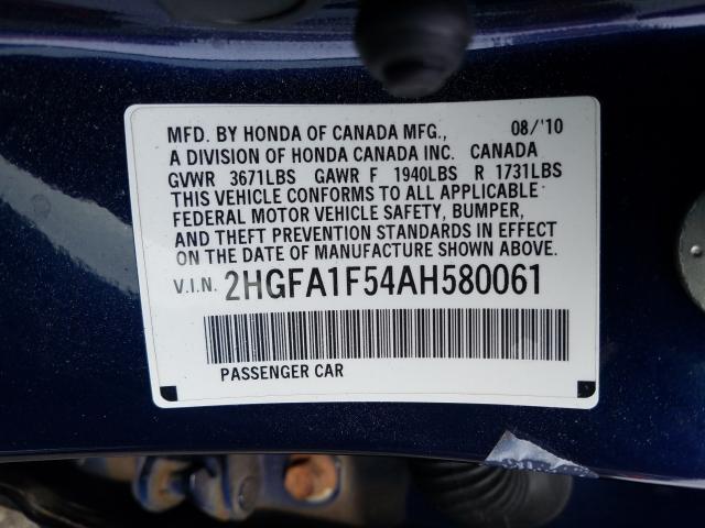 Photo 9 VIN: 2HGFA1F54AH580061 - HONDA CIVIC LX 