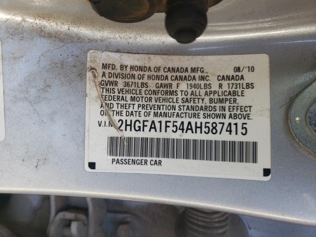 Photo 9 VIN: 2HGFA1F54AH587415 - HONDA CIVIC LX 