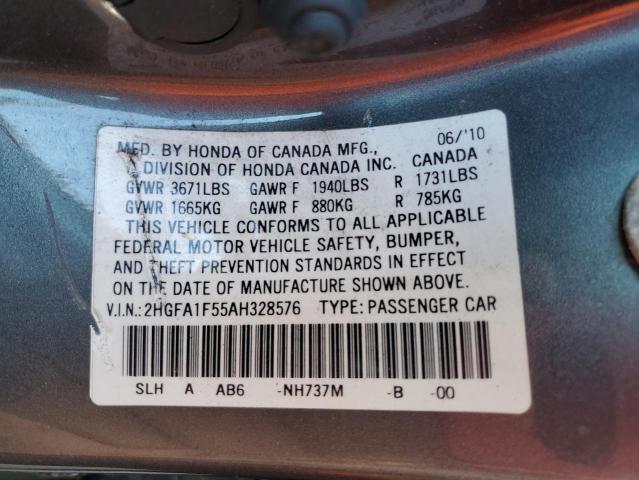 Photo 11 VIN: 2HGFA1F55AH328576 - HONDA CIVIC LX 