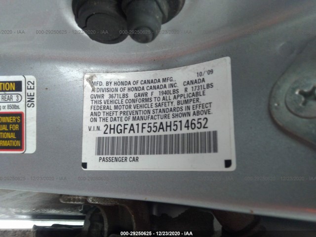 Photo 8 VIN: 2HGFA1F55AH514652 - HONDA CIVIC SDN 