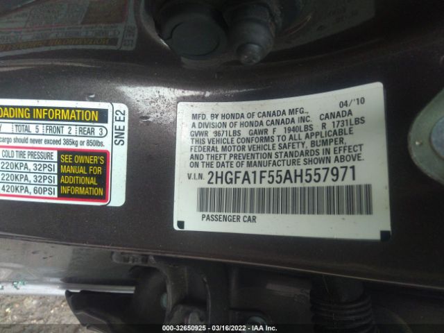 Photo 8 VIN: 2HGFA1F55AH557971 - HONDA CIVIC SDN 