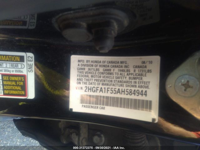 Photo 8 VIN: 2HGFA1F55AH584944 - HONDA CIVIC SDN 