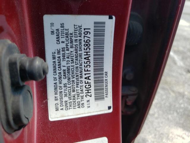 Photo 9 VIN: 2HGFA1F55AH586791 - HONDA CIVIC LX 