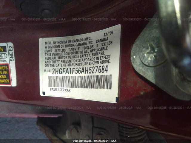 Photo 8 VIN: 2HGFA1F56AH527684 - HONDA CIVIC SDN 