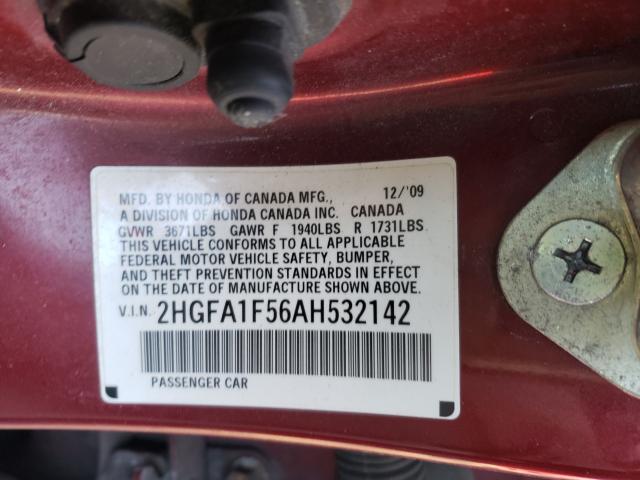 Photo 9 VIN: 2HGFA1F56AH532142 - HONDA CIVIC LX 