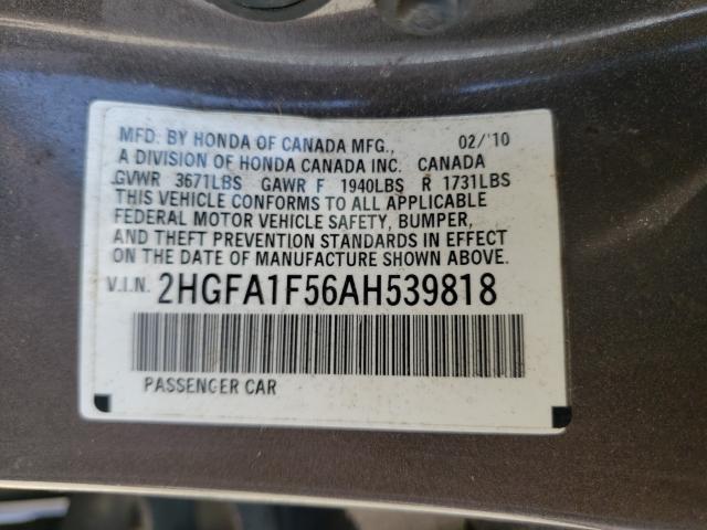 Photo 9 VIN: 2HGFA1F56AH539818 - HONDA CIVIC LX 