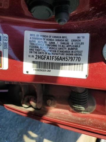 Photo 11 VIN: 2HGFA1F56AH579770 - HONDA CIVIC LX 