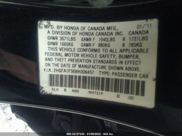 Photo 8 VIN: 2HGFA1F56BH306457 - HONDA CIVIC SDN 