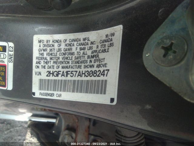 Photo 8 VIN: 2HGFA1F57AH308247 - HONDA CIVIC 