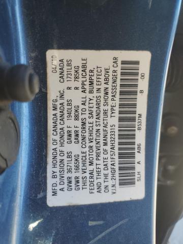 Photo 12 VIN: 2HGFA1F57AH323315 - HONDA CIVIC LX 