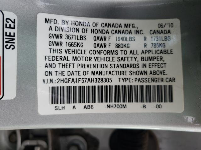 Photo 9 VIN: 2HGFA1F57AH328305 - HONDA CIVIC LX 