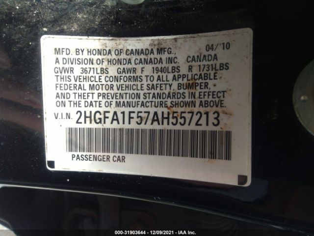 Photo 8 VIN: 2HGFA1F57AH557213 - HONDA CIVIC SDN 