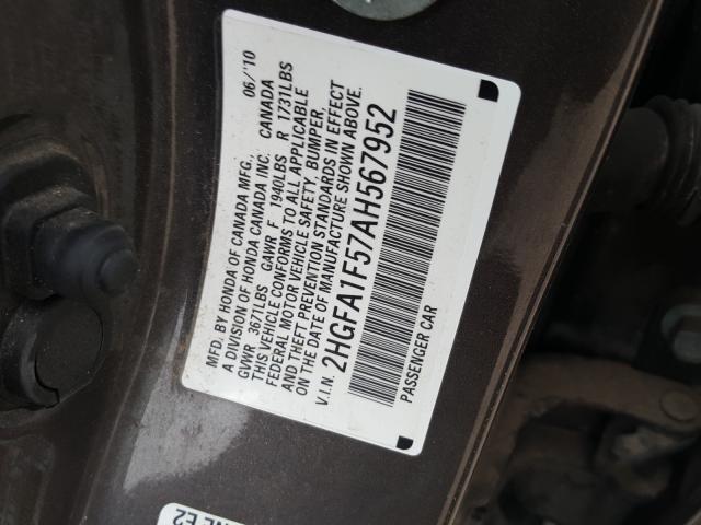 Photo 9 VIN: 2HGFA1F57AH567952 - HONDA CIVIC LX 