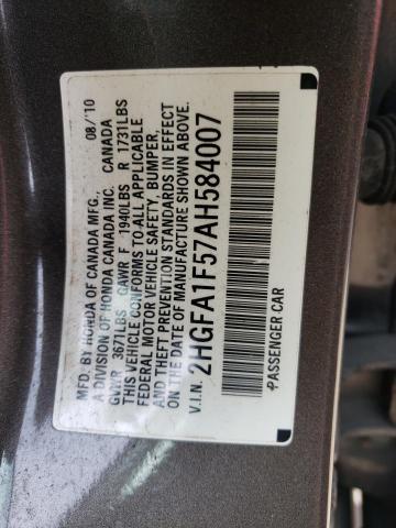 Photo 11 VIN: 2HGFA1F57AH584007 - HONDA CIVIC 