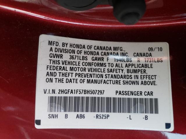 Photo 11 VIN: 2HGFA1F57BH507297 - HONDA CIVIC LX 