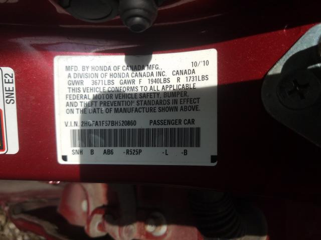 Photo 9 VIN: 2HGFA1F57BH520860 - HONDA CIVIC LX 