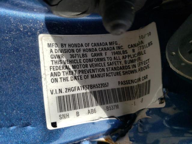 Photo 11 VIN: 2HGFA1F57BH522057 - HONDA CIVIC LX 