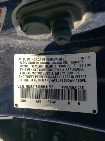 Photo 11 VIN: 2HGFA1F57BH543717 - HONDA CIVIC LX 