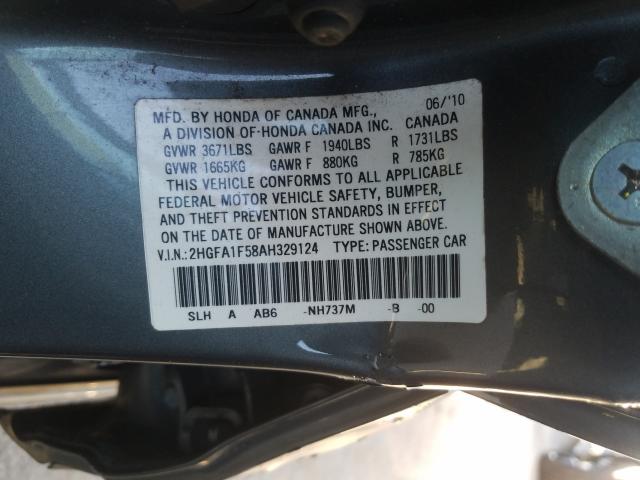 Photo 9 VIN: 2HGFA1F58AH329124 - HONDA CIVIC LX 