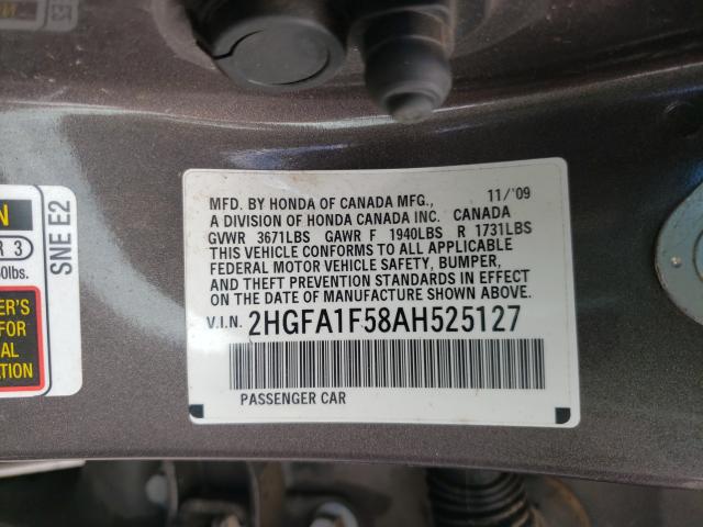 Photo 9 VIN: 2HGFA1F58AH525127 - HONDA CIVIC LX 