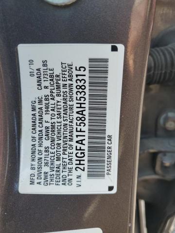 Photo 11 VIN: 2HGFA1F58AH538315 - HONDA CIVIC 