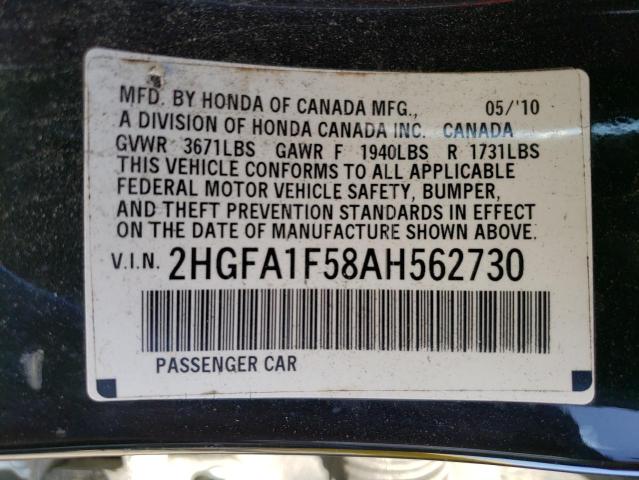 Photo 11 VIN: 2HGFA1F58AH562730 - HONDA CIVIC LX 