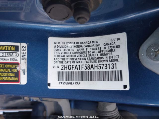 Photo 8 VIN: 2HGFA1F58AH573131 - HONDA CIVIC 