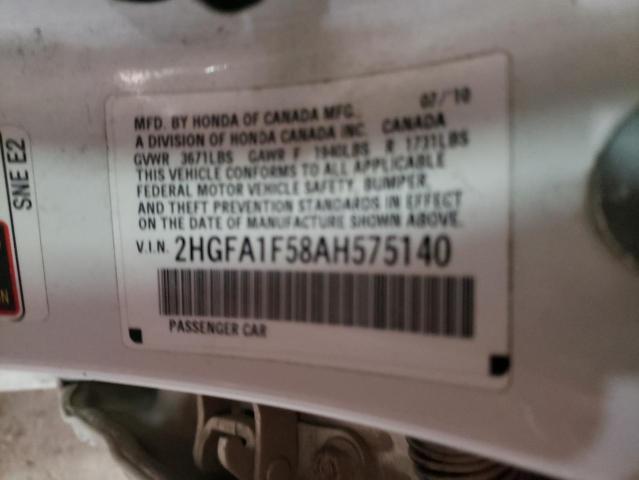 Photo 9 VIN: 2HGFA1F58AH575140 - HONDA CIVIC LX 