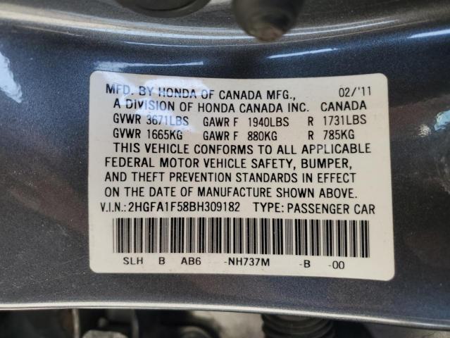 Photo 11 VIN: 2HGFA1F58BH309182 - HONDA CIVIC 