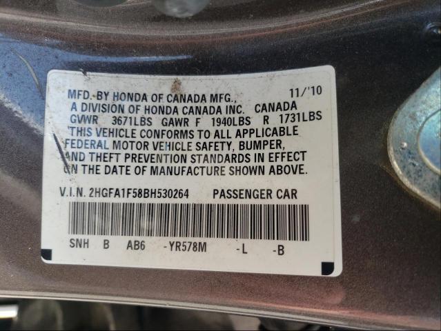 Photo 9 VIN: 2HGFA1F58BH530264 - HONDA CIVIC LX 