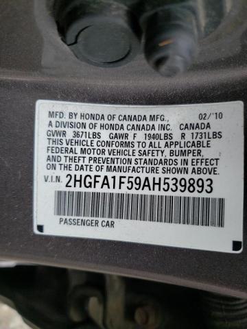 Photo 9 VIN: 2HGFA1F59AH539893 - HONDA CIVIC LX 