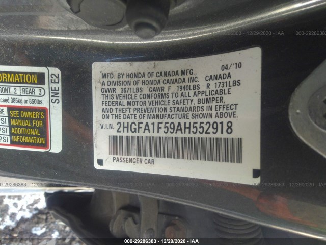 Photo 8 VIN: 2HGFA1F59AH552918 - HONDA CIVIC SDN 