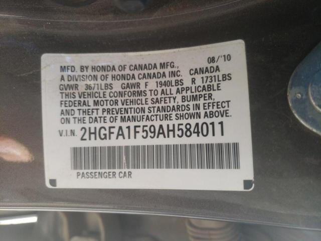 Photo 9 VIN: 2HGFA1F59AH584011 - HONDA CIVIC LX 