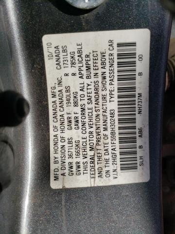 Photo 12 VIN: 2HGFA1F59BH302483 - HONDA CIVIC LX 