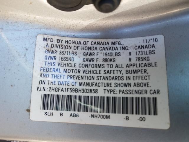 Photo 9 VIN: 2HGFA1F59BH303858 - HONDA CIVIC LX 