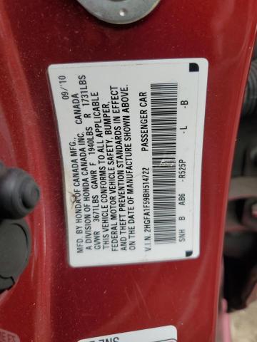 Photo 11 VIN: 2HGFA1F59BH514722 - HONDA CIVIC LX 