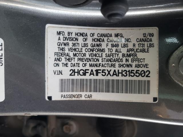 Photo 9 VIN: 2HGFA1F5XAH315502 - HONDA CIVIC LX 