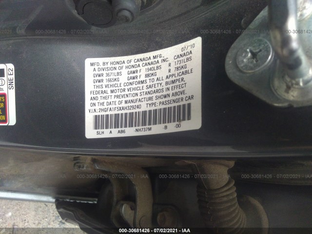 Photo 8 VIN: 2HGFA1F5XAH329240 - HONDA CIVIC SDN 