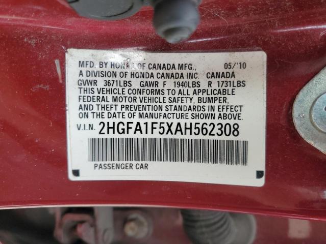 Photo 11 VIN: 2HGFA1F5XAH562308 - HONDA CIVIC LX 