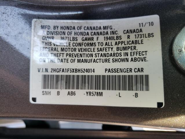 Photo 9 VIN: 2HGFA1F5XBH524014 - HONDA CIVIC LX 