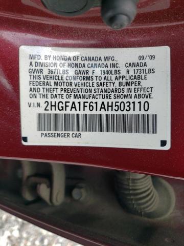 Photo 11 VIN: 2HGFA1F61AH503110 - HONDA CIVIC LX-S 