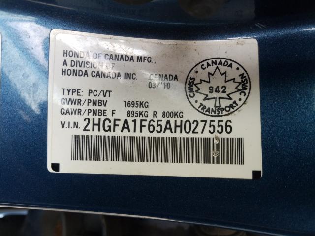 Photo 9 VIN: 2HGFA1F65AH027556 - HONDA CIVIC LX-S 