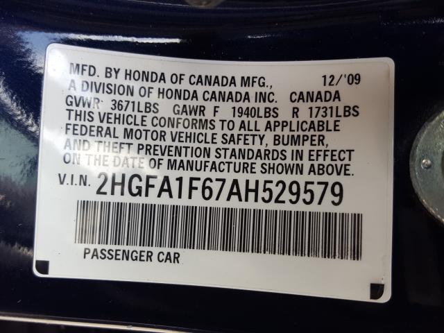 Photo 9 VIN: 2HGFA1F67AH529579 - HONDA CIVIC LX-S 