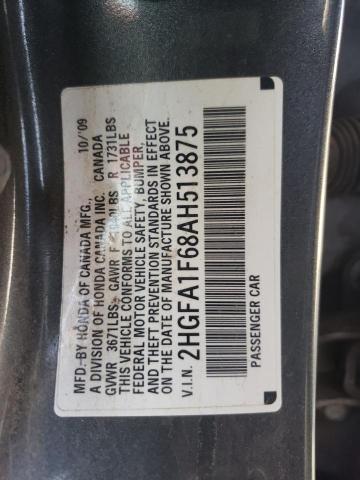 Photo 9 VIN: 2HGFA1F68AH513875 - HONDA CIVIC LX-S 