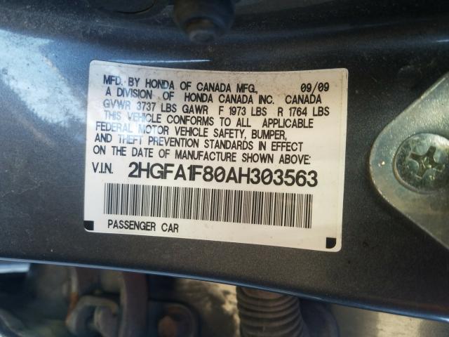 Photo 9 VIN: 2HGFA1F80AH303563 - HONDA CIVIC EX 