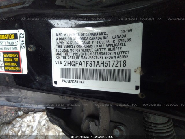 Photo 8 VIN: 2HGFA1F81AH517218 - HONDA CIVIC SDN 