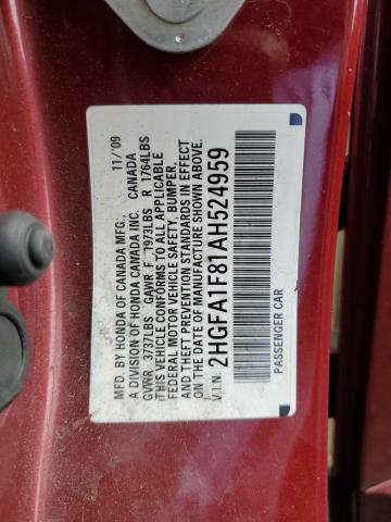 Photo 11 VIN: 2HGFA1F81AH524959 - HONDA CIVIC EX 